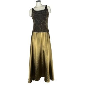 JS COLLECTIONS Metallic Gold Sleeveless Maxi Dress Evening Gown Size 12
